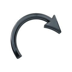 3D Black Curved Arrow on Transparent Background