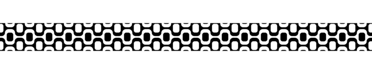 Border with Ipanema sidewalk pattern. Famous Brasilian beach boardwalk design. Repeating black and white texture with optical illusion in Portuguese pavement style. Vector graphic illustration. © vikusha_art