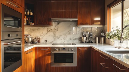 Modern Kitchen with Dark Wood Interiors and Stylish Design Elements