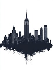 Fototapeta premium New York City Skyline in Black and White