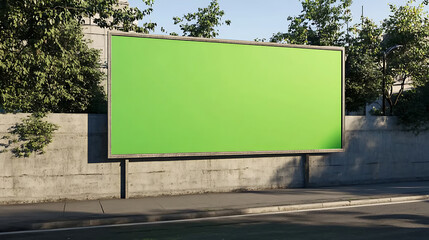 "3D Mockup of Green Screen Billboard Advertisement by the Roadside"