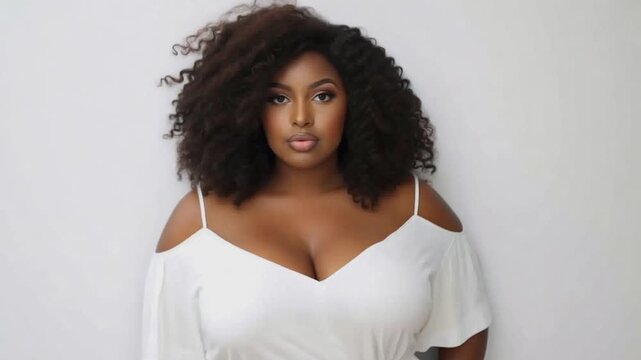 Sexy plus size black woman posing