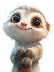 Cute Cartoon Sloth with Big Eyes