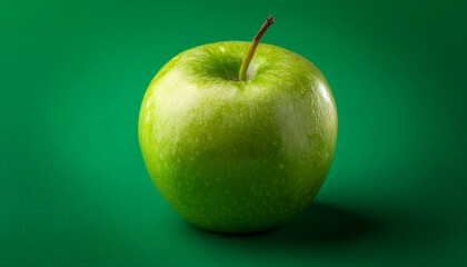 Green apple on green background