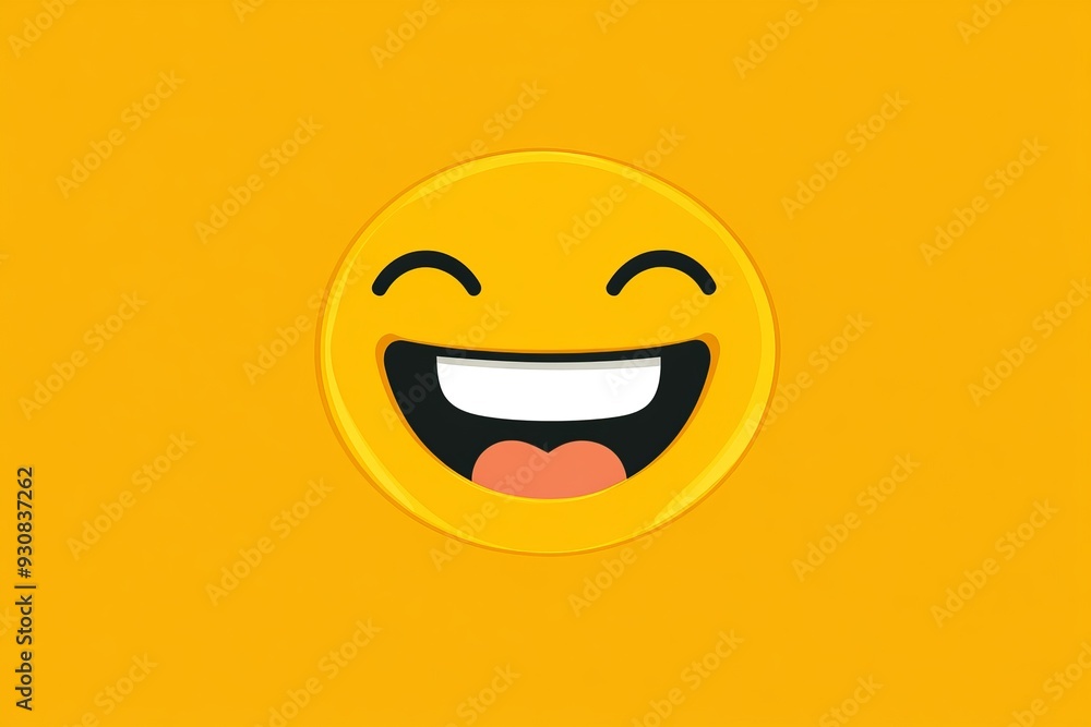 Poster smiley face icon on a bright yellow background symbolizing joy positivity and simplicity in a modern