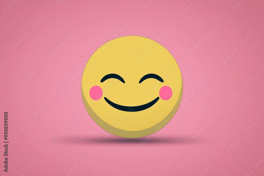 Aufkleber simple and cheerful smiley face on a pink background expressing warmth positivity and a friendly att