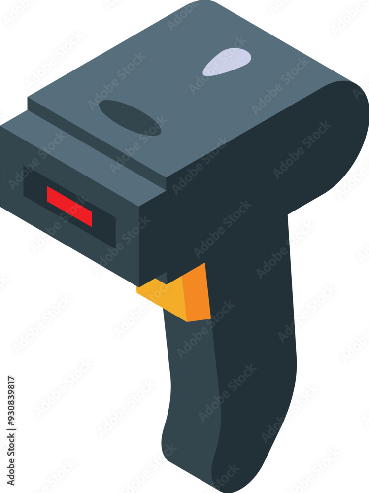 Poster barcode scanner scanning a code in an isometric view