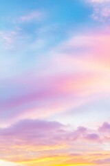 Obraz premium Pastel pink and blue sunset sky with a serene background, creating a beautiful and calming sunset banner.