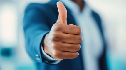 Happy manager giving a thumbs up to the team, business success, appreciating innovative efforts