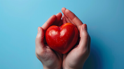 Hands Holding a Heart-Shaped Red Bell Pepper