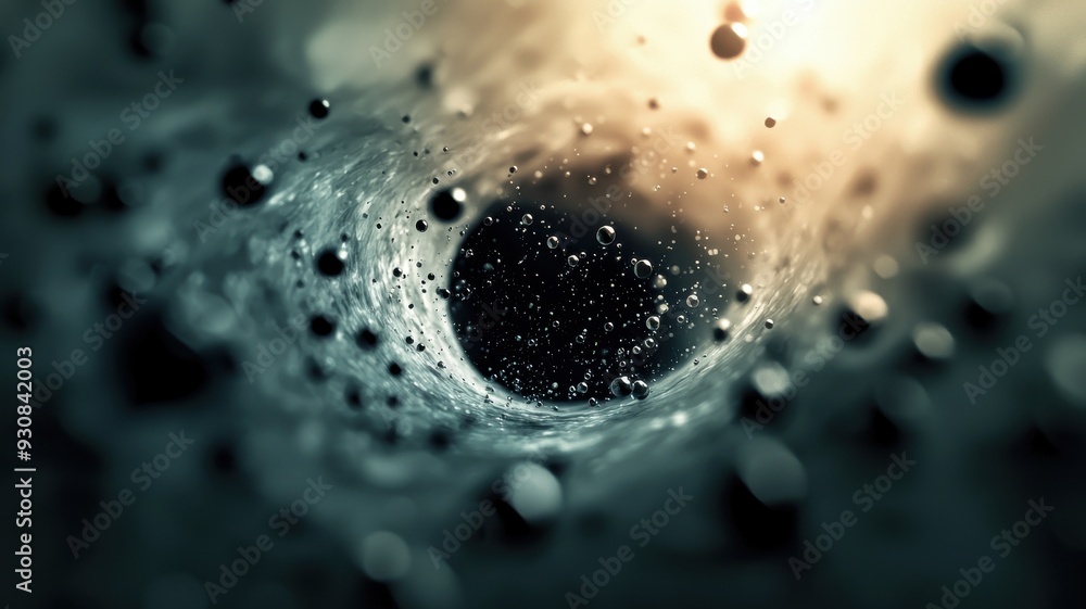 Poster abstract image of a cosmic vortex, showcasing swirling particles and light. ideal for science fictio