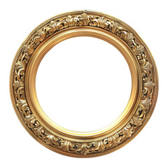 Gold Circle Shape Photo Frame on Transparent Background