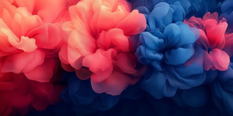 Obraz premium Vibrant Blue and Red Floral Pattern with Reflective Glow, generative ai