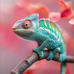 Obraz premium Chameleon isolated on cute background