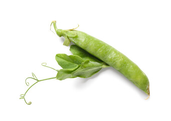 Green peas on white background