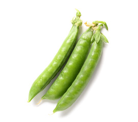 Green peas on white background