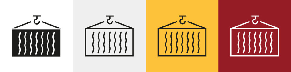 shipping and container icon concept. vector sillhouette and line icon set