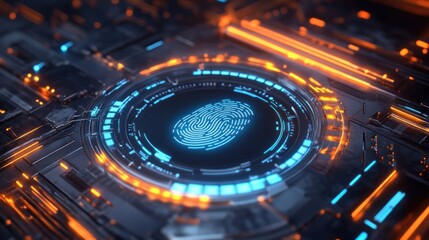 Digital Fingerprint Scanner with Futuristic Lighting