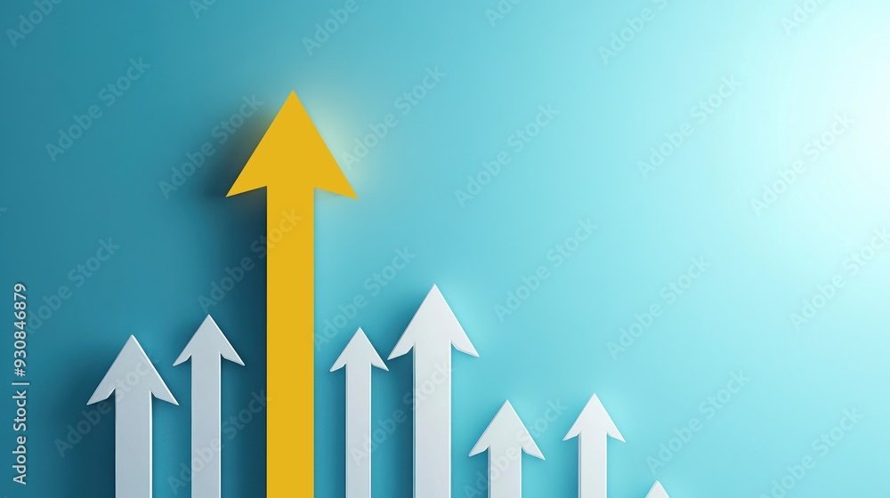 Poster arrows representing growth and progress in business - conceptual design in minimalist style
