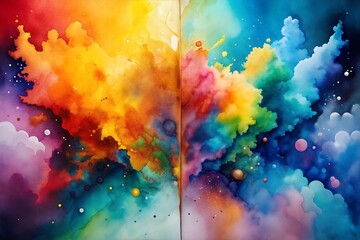 Vibrant abstract splash of paint creating a dynamic and energetic composition. Colored cloud. Colorful dust explode. Paint Holi.