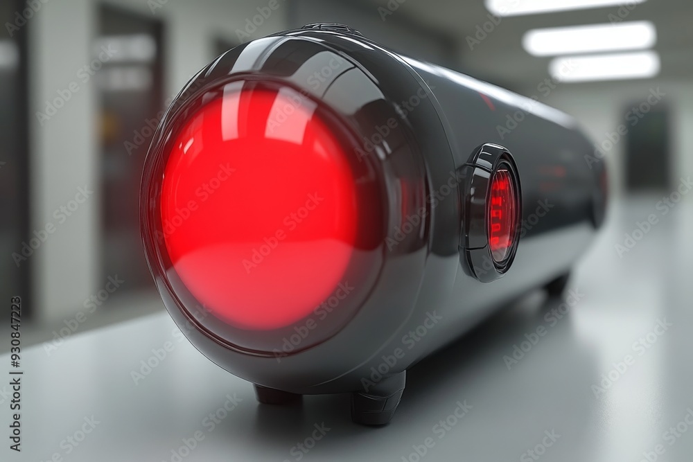 Aufkleber futuristic red cylinder with glowing core representing advanced technology energy and ai in a sci fi