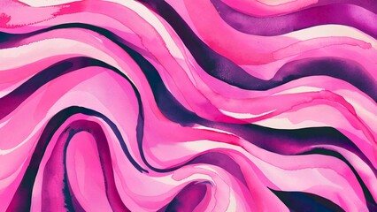 Fototapeta premium A stunning watercolor painting with an abstract, wavy background in vibrant shades of pink and purple