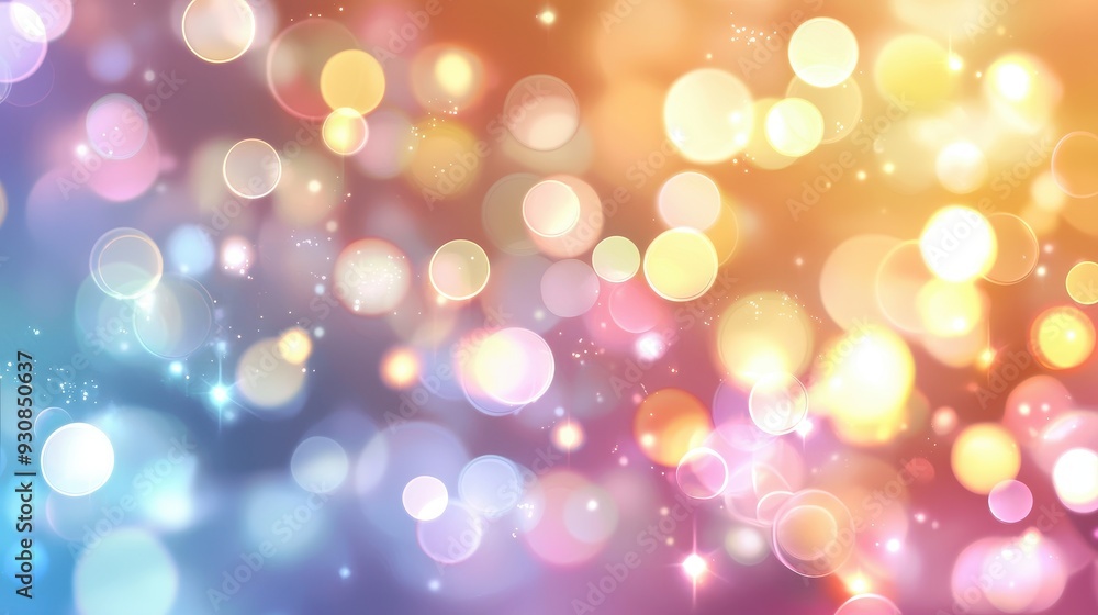 Poster abstract bokeh background with warm colors and glowing circles