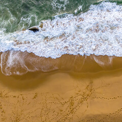 Balneario Camboriu in Santa Catarina. Taquaras Beach and Laranjeiras Beach in Balneario Camboriu. Aerial view in landscape. Square image