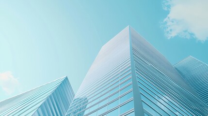 Modern Glass Skyscraper Architecture with Blue Sky and Clouds