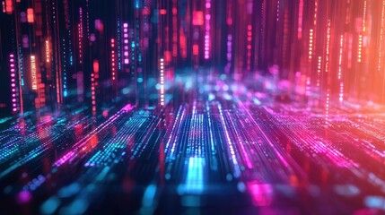 Abstract Digital Technology Background with Neon Lights