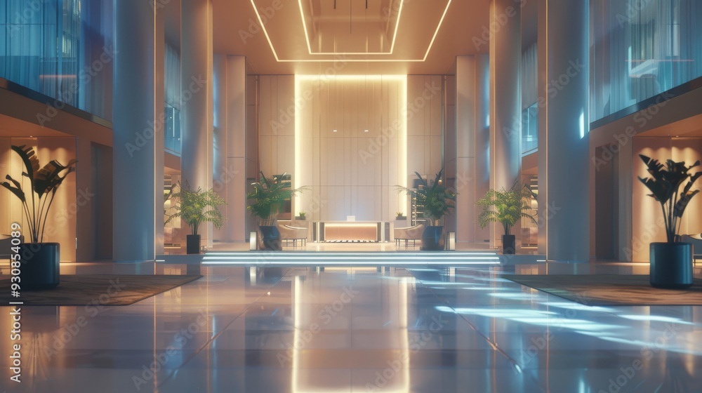 Aufkleber serene indoor pool in a luxurious setting illuminated by soft lighting for a peaceful and inviting a