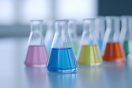 Science laboratory, image for science and chemistry publications, test tubes, bright room, background image
