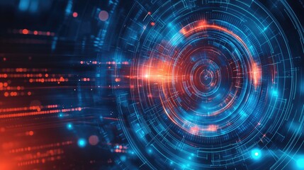 Obraz premium Abstract tech background with glowing circles. This image is perfect for illustrating digital concepts, technology advancements, and futuristic themes.