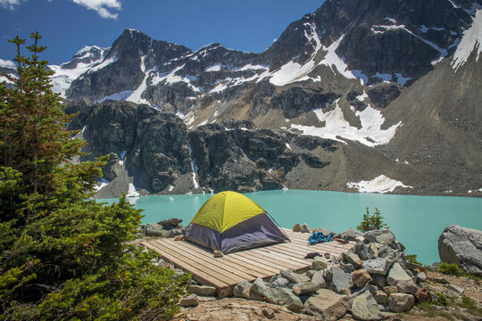 Camping and hiking in backcountry, Garibaldi provincial park, Canada