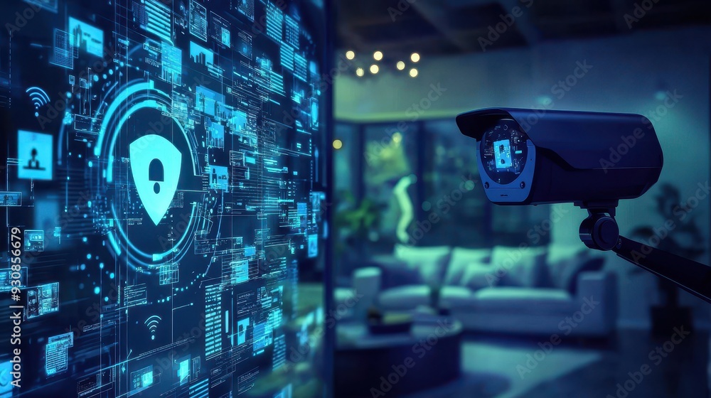 Poster smart home security system with digital interface and cctv camera