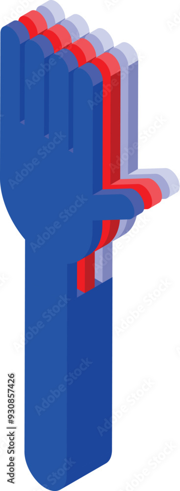 Aufkleber blue hand with fingers extended as if voting or making a statement in isometric view