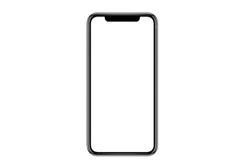 Smartphone Frame with Blank Screen A high-quality image of a modern smartphone frame with a blank white screen. The phone features thin bezels and a notch at the top, showcasing a sleek and contempora