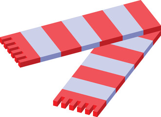 Red and white striped scarf lying folded over on a white background