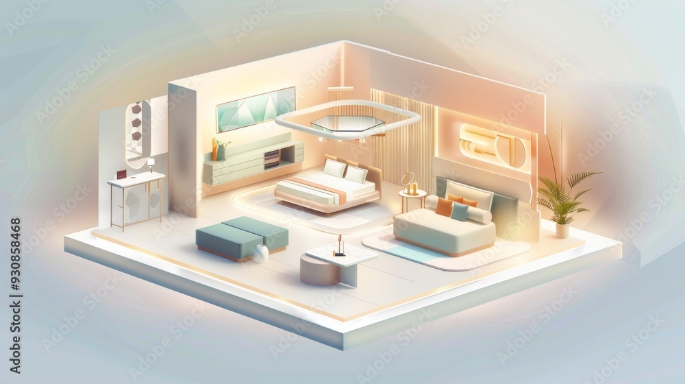 Aufkleber modern living space with a creative blend of textures and colors showcasing a futuristic aesthetic w