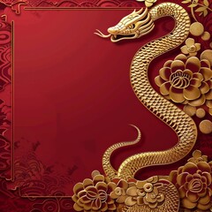 Obraz premium Chinese new year still life of snake celebration. Chinese new year background 3d illustration. Chinese characters on the object means to fortune, good luck, wealth, and money flow.