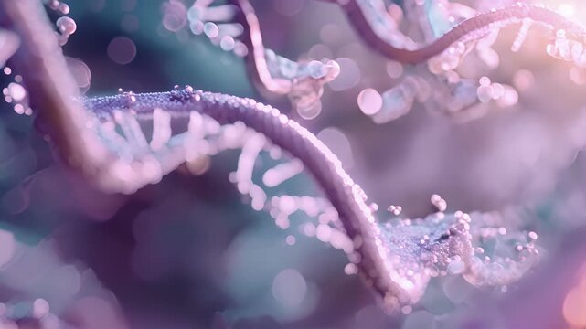 A zoomedin view of a protein coding region of a gene with the exons forming distinct segments that will eventually be translated into functional proteins.
