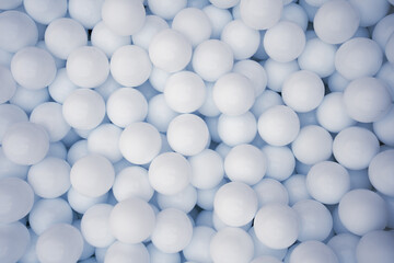 Many blue plastic balls for dry pool in amusement park