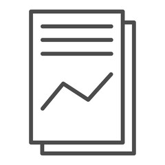 Report text file icon. Document with chart symbol. Editable stroke, pixel perfect