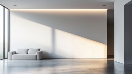 Modern Interior Design with Minimalist White Sofa and Light