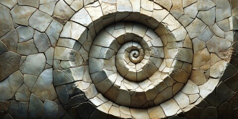 Naklejka premium Glimmering Mosaic Tiles: High-Resolution Spiral Design, generative ai