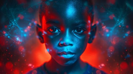 Fototapeta premium アフリカ系の黒人子供の顔,Generative AI AI画像