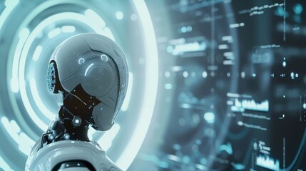 Futuristic robot with sleek design and advanced technology showcasing a high tech and innovative approach to robotics and artificial intelligence