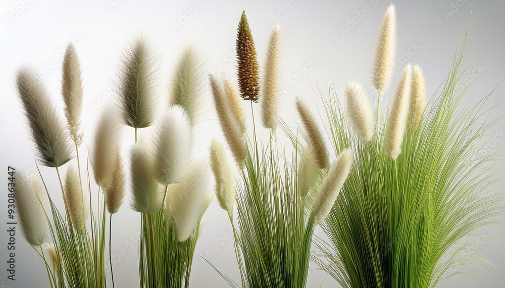 Wall mural various types of grass foxtail grass