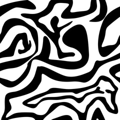 abstract black and white hand drawn curvy line vector seamless pattern background
