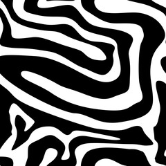 abstract black and white hand drawn curvy line vector seamless pattern background